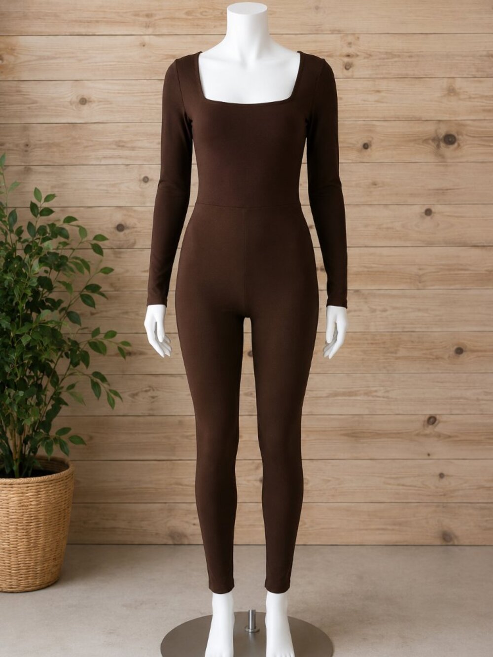 Chocolate Brown Long Sleeve Jumpsuit